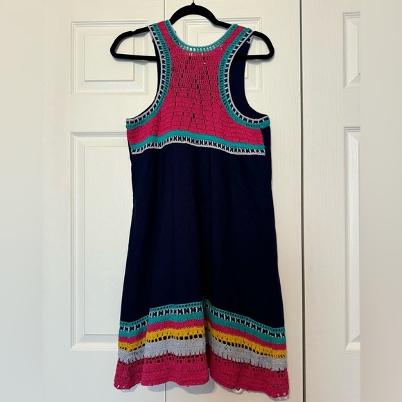 Akemi + Kin Small navy blue tank shift midi dress with colorful crochet details - Picture 7 of 7